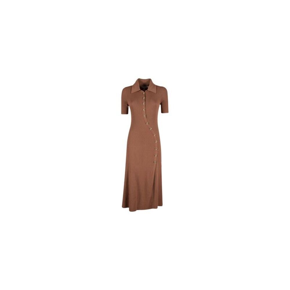Yes Zee Elegant Rib Knit Long Dress with Classic Women's Collar